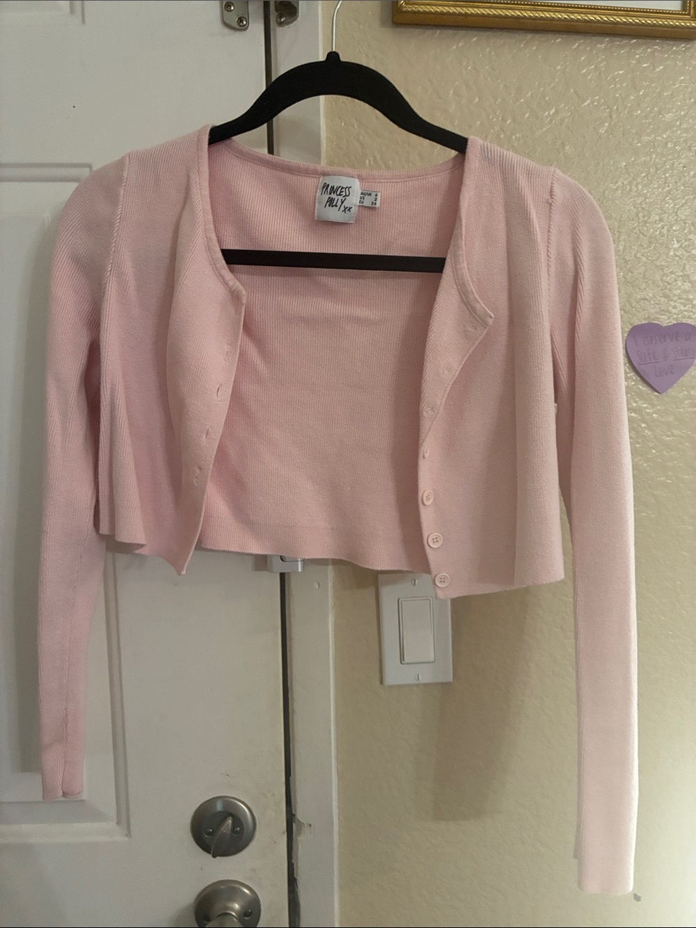 Princess Polly Pale Pink Cropped Button Cardigan